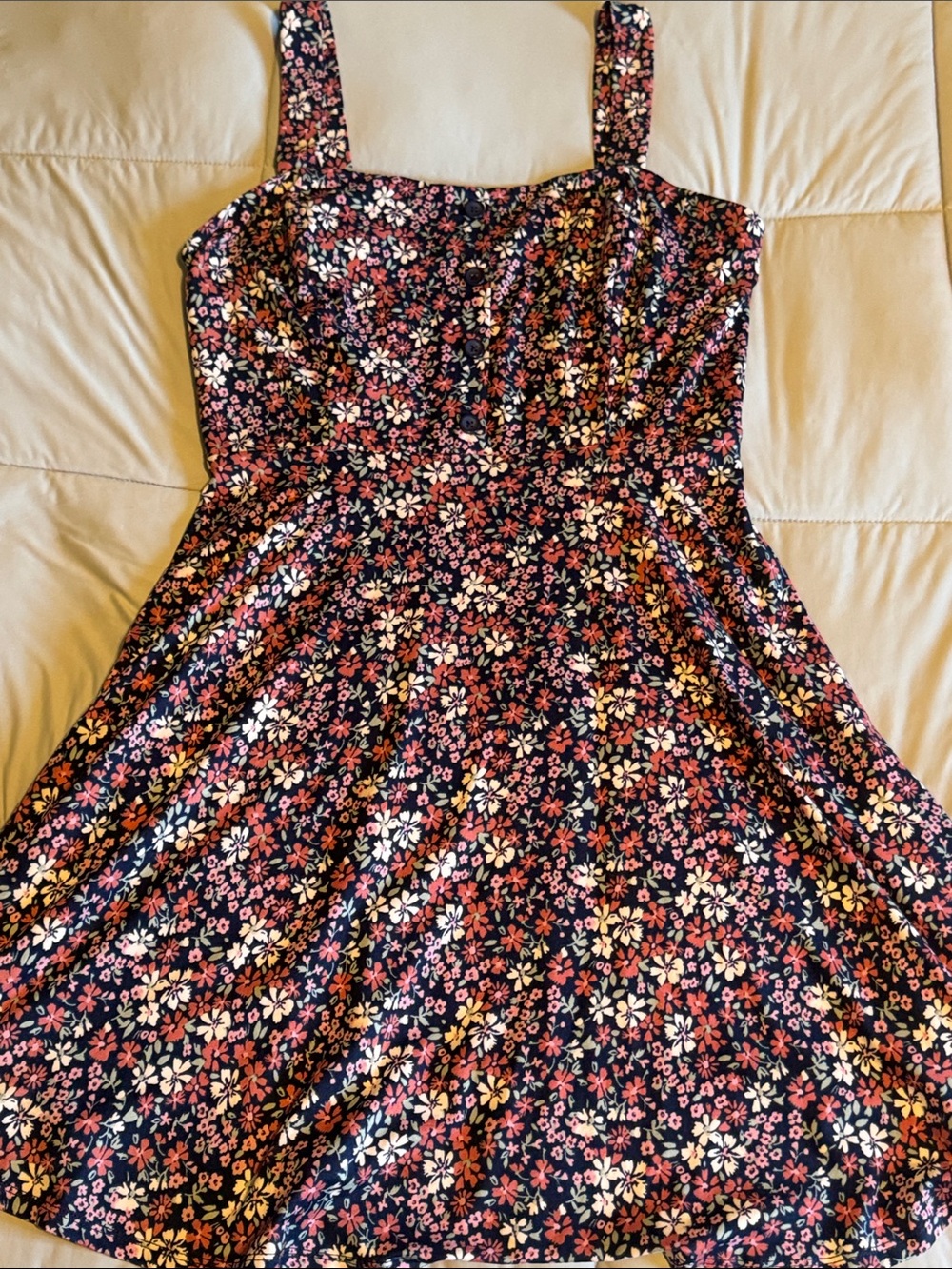 nine britton Navy Mini Dress with Pink and White Floral Print